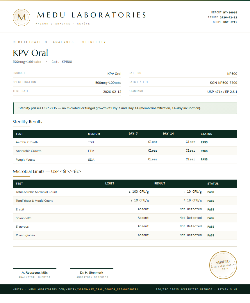 KPV Oral Sterility report by Medutest